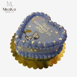 torta corazon snoopy mirando a la luna para cumpleaños realizado por mistikat pasteleria en tacna con envios a chile