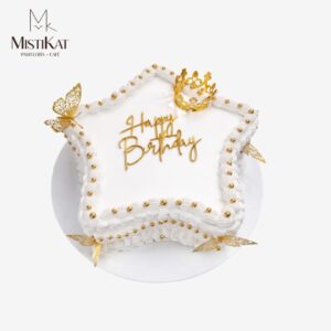 torta forma estrella con glitter y corona personalizada en pasteleria mistikat tacna