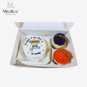 box minitorta y 2 cupcakes de one piece mistikat tacna pasteleria