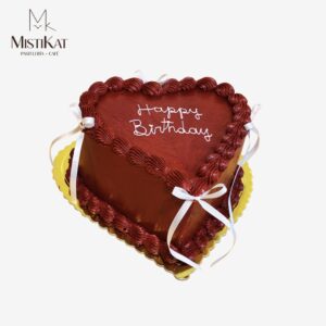 torta corazon rojo y listones blancos
