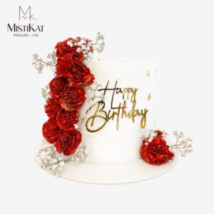 torta alta con flores rojas mistikat tacna