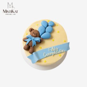 pastel osito cumpleañero con globos