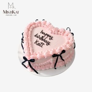 heart cake rosado bebe con listones negros