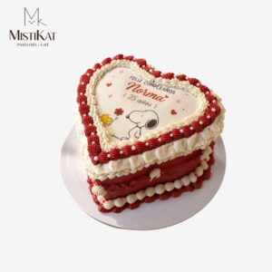torta corazon con fototorta de snoopy